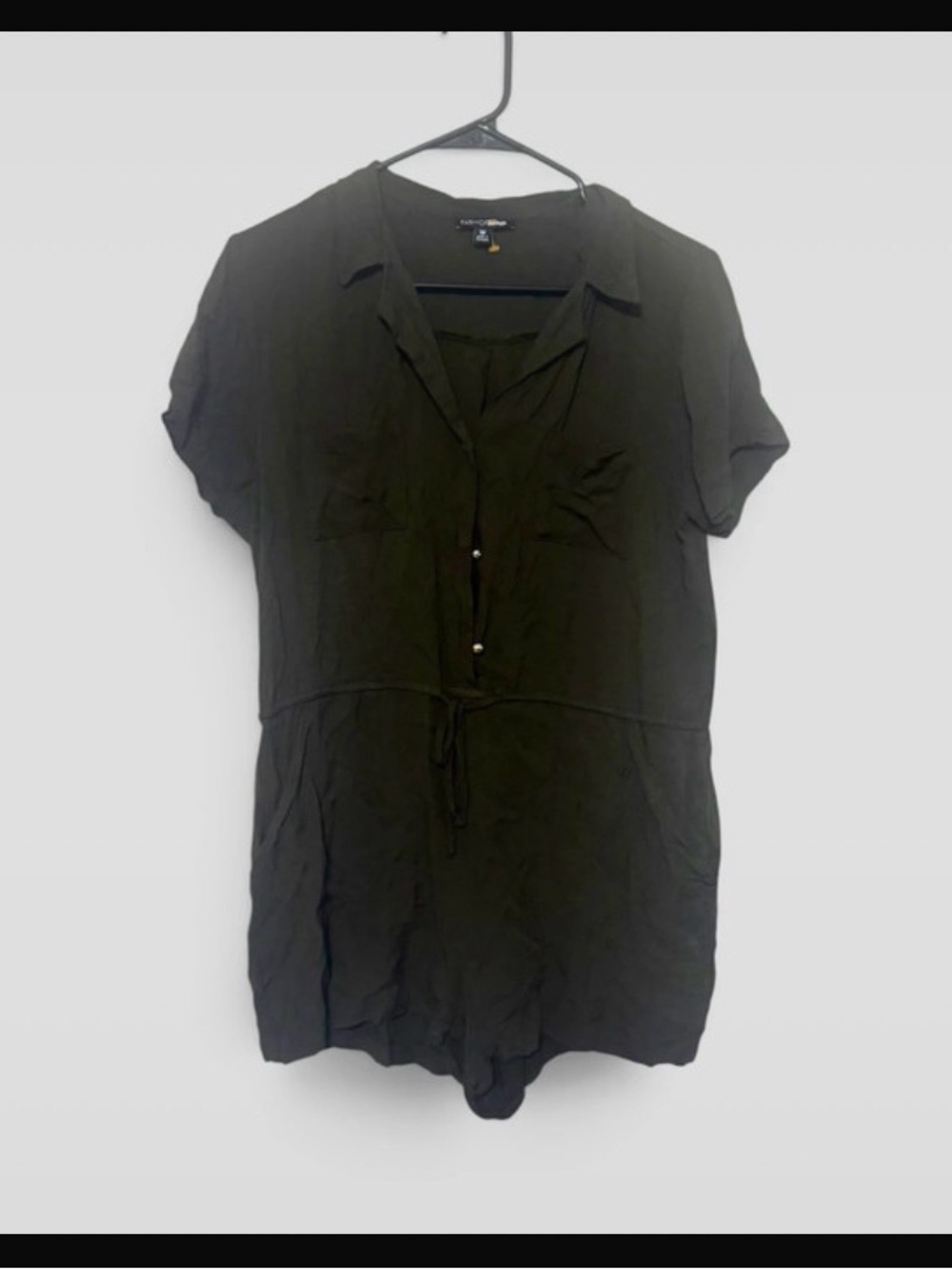 Fashion Nova Black Short-Sleeve Button Romper